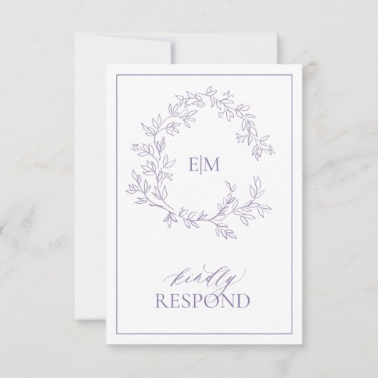 Lila Lavender Monogram Weddenschap RSVP-kaart RSVP Kaartje (Voorkant)