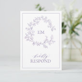 Lila Lavender Monogram Weddenschap RSVP-kaart RSVP Kaartje (Staand voorkant)