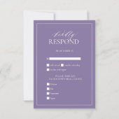 Lila Lavender Monogram Weddenschap RSVP-kaart RSVP Kaartje (Achterkant)