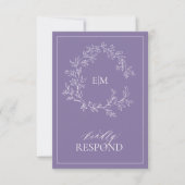 Lila Lavender Monogram Weddenschap RSVP-kaart RSVP Kaartje (Voorkant)