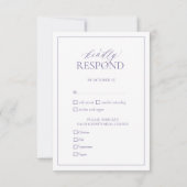 Lila Lavender Monogram Weddenschap RSVP-kaart RSVP Kaartje (Achterkant)