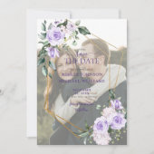 Lila Lavender Vellum Overlay Photo Save the Date (Voorkant)