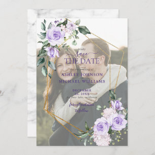 Lila Lavender Vellum Overlay Photo Save the Date