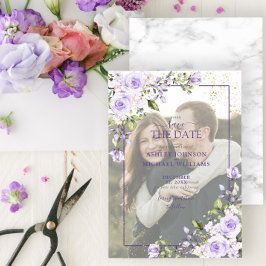 Lila Lavender Vellum Overlay Photo Save the Date