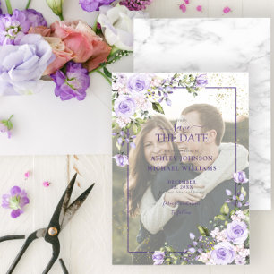 Lila Lavender Vellum Overlay Photo Save the Date