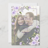 Lila Lavender Vellum Overlay Photo Save the Date (Voorkant)