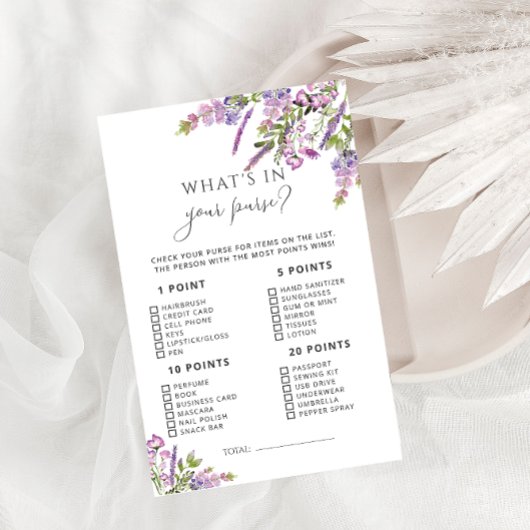 Lila lavender Wat zit er in je Purse Game