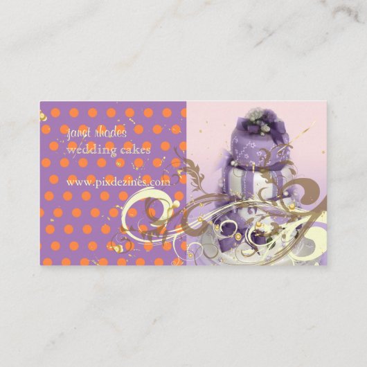 Lila/lavender Weddenschap Cake/bakkerij/patserie Visitekaartje (Achterkant)