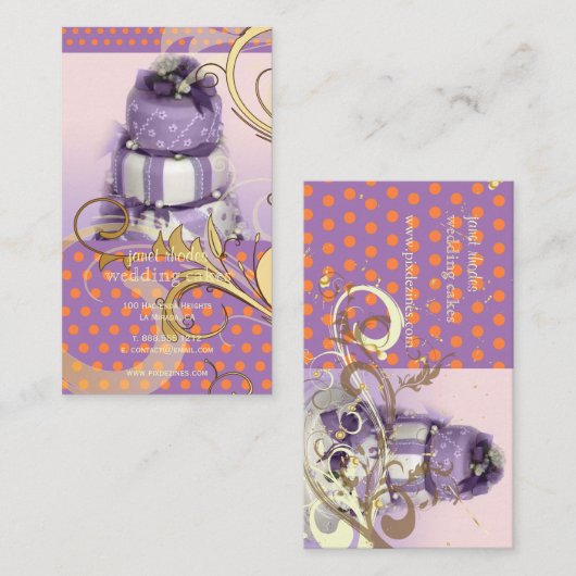 Lila/lavender Weddenschap Cake/bakkerij/patserie Visitekaartje (Voorkant / Achterkant)