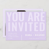 Lila lavender Weddenschap met een , minimale typog Kaart (Voorkant / Achterkant)