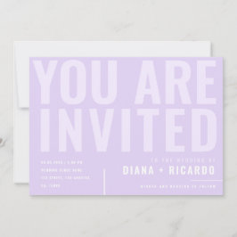 Lila lavender Weddenschap met een , minimale typog Kaart