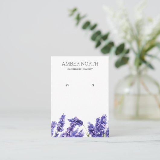 Lila lavenderventielenoormerk visitekaartje (Staand voorkant)