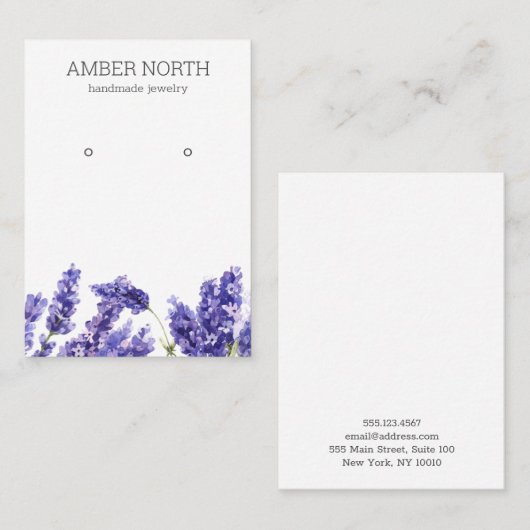Lila lavenderventielenoormerk visitekaartje (Voorkant / Achterkant)