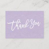 Lila lederen hand geschreven Hartelijk dank aan kl Informatiekaartje (Voorkant)