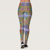 Lila Leggings met kleurrijke bloemen en strepen (Achterkant)