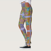 Lila Leggings met kleurrijke bloemen en strepen (Links)