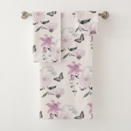 Lila lelies Elegante botanische badhanddoek set Bad Handdoek