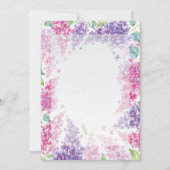 Lila lente bloem-Floral bruiloft Kaart (Achterkant)