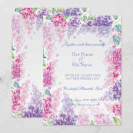 Lila lente bloem-Floral bruiloft Kaart