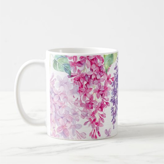 Lila lente bloem-Floral bruiloft Koffiemok (Links)