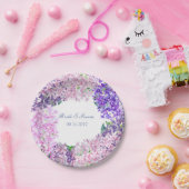 Lila lente bloem-Floral bruiloft Papieren Bordje (Feest)