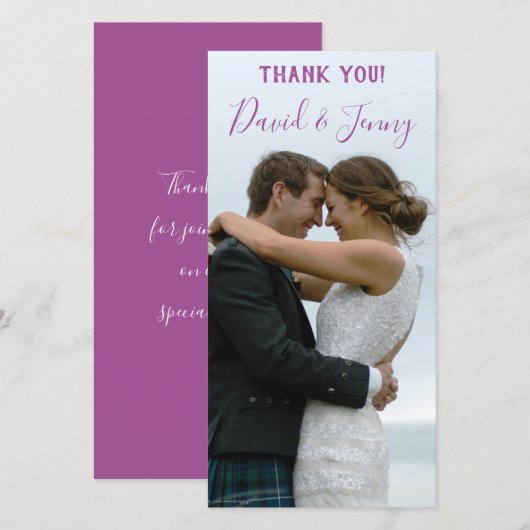 Lila lente tuin bruiloft foto bedankkaart (Voorkant / Achterkant)