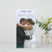 Lila lente tuin bruiloft foto bedankkaart (Staand voorkant)