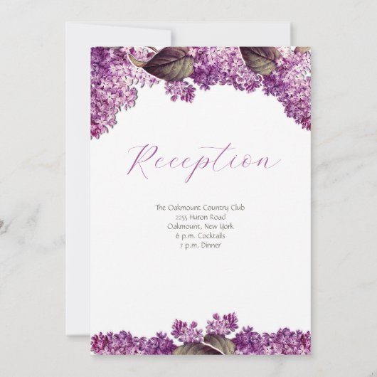 Lila lentetuin bruiloft kaart (Achterkant)