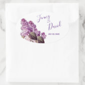 Lila lentetuin bruiloft ovale sticker (Tas)