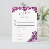 Lila lentetuin bruiloft RSVP kaartje (Staand voorkant)
