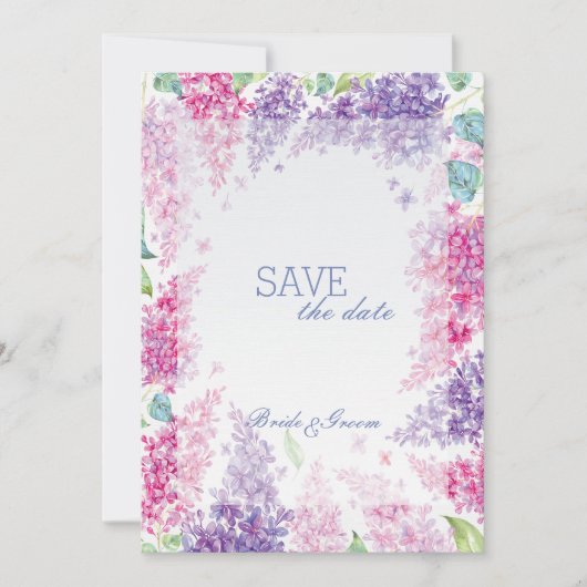 Lila lentevloer bloesem-Floral bewaart de datum Save The Date (Voorkant)