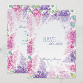 Lila lentevloer bloesem-Floral bewaart de datum Save The Date (Voorkant / Achterkant)