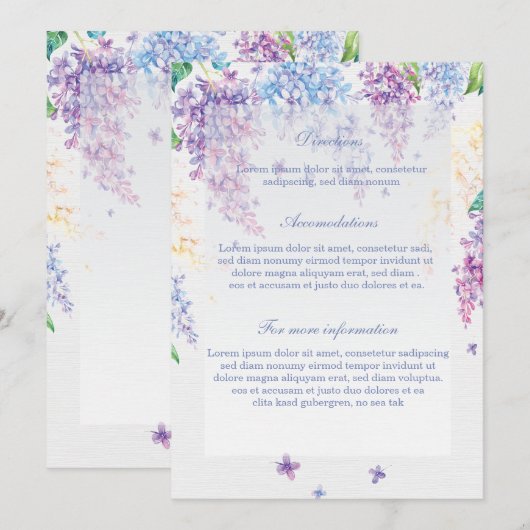 Lila lentevloerbloem-boorrichting kaart (Voorkant / Achterkant)