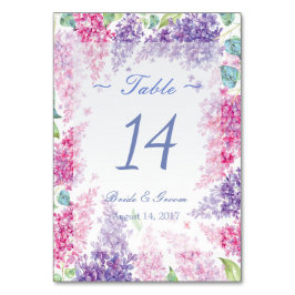 Lila lentevloerbloem-bruiloftentabel nummer kaart