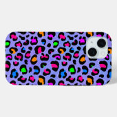 Lila Leopard iPhone 15 Hoesje (Achterkant (horizontaal))