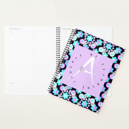 Lila Letter A Blue Floral Planner (Display)
