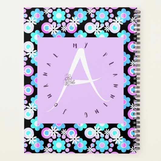 Lila Letter A Blue Floral Planner (Achterkant)