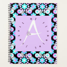 Lila Letter A Blue Floral Planner
