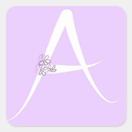 Lila letter A Vierkante Sticker