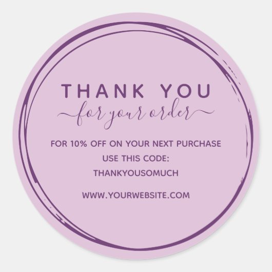 Lila lijncirkels Dank u voor Orde Ronde Sticker (Voorkant)
