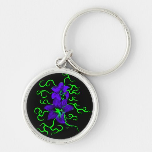 lila Lilie Blume Sleutelhanger (Voorkant)