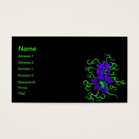 lila Lilie Blume Visitekaartjes (Voorkant)