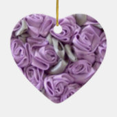 Lila lint-Rozen Hart-Ornament Keramisch Ornament (Achterkant)