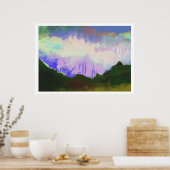 Lila lucht en berg poster (Keuken)