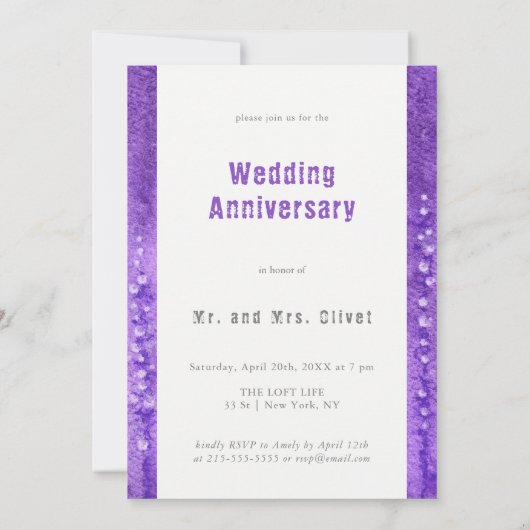 Lila Lupines bruiloft Jubileum Kaart (Achterkant)