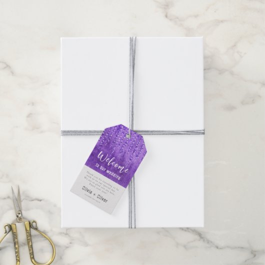 Lila Lupines bruiloft welkom Cadeaulabel (Met Touw)