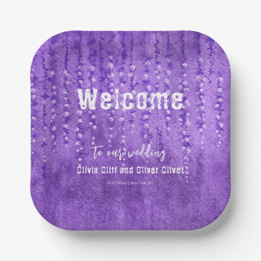 Lila Lupines bruiloft welkom Papieren Bordje (Voorkant)