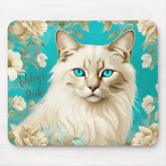 Lila Lynx Point Siamese Portrait Art gepersonalise Muismat (Voorkant)