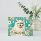 Lila Lynx Point Siamese Portrait Art Verjaardag Briefkaart (Staand voorkant)