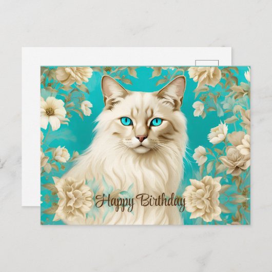 Lila Lynx Point Siamese Portrait Art Verjaardag Briefkaart (Voorkant / Achterkant)